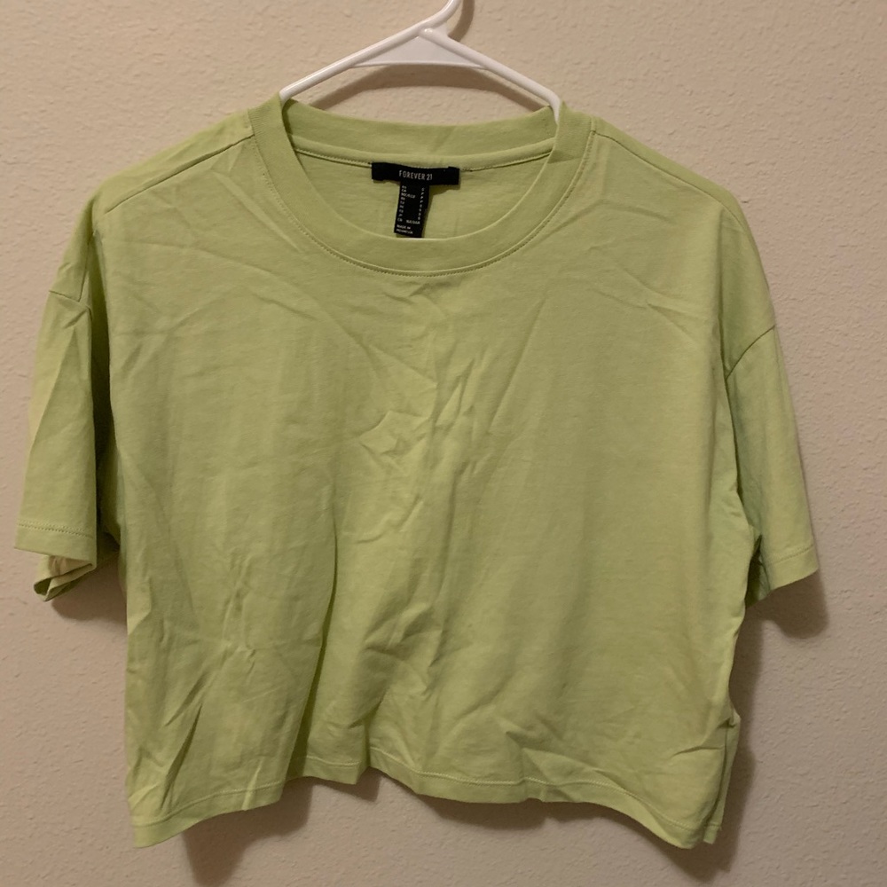Forever 21 Green Crop T-Shirt